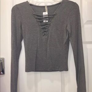 LF Emma & Sam Lace Up Crop Top